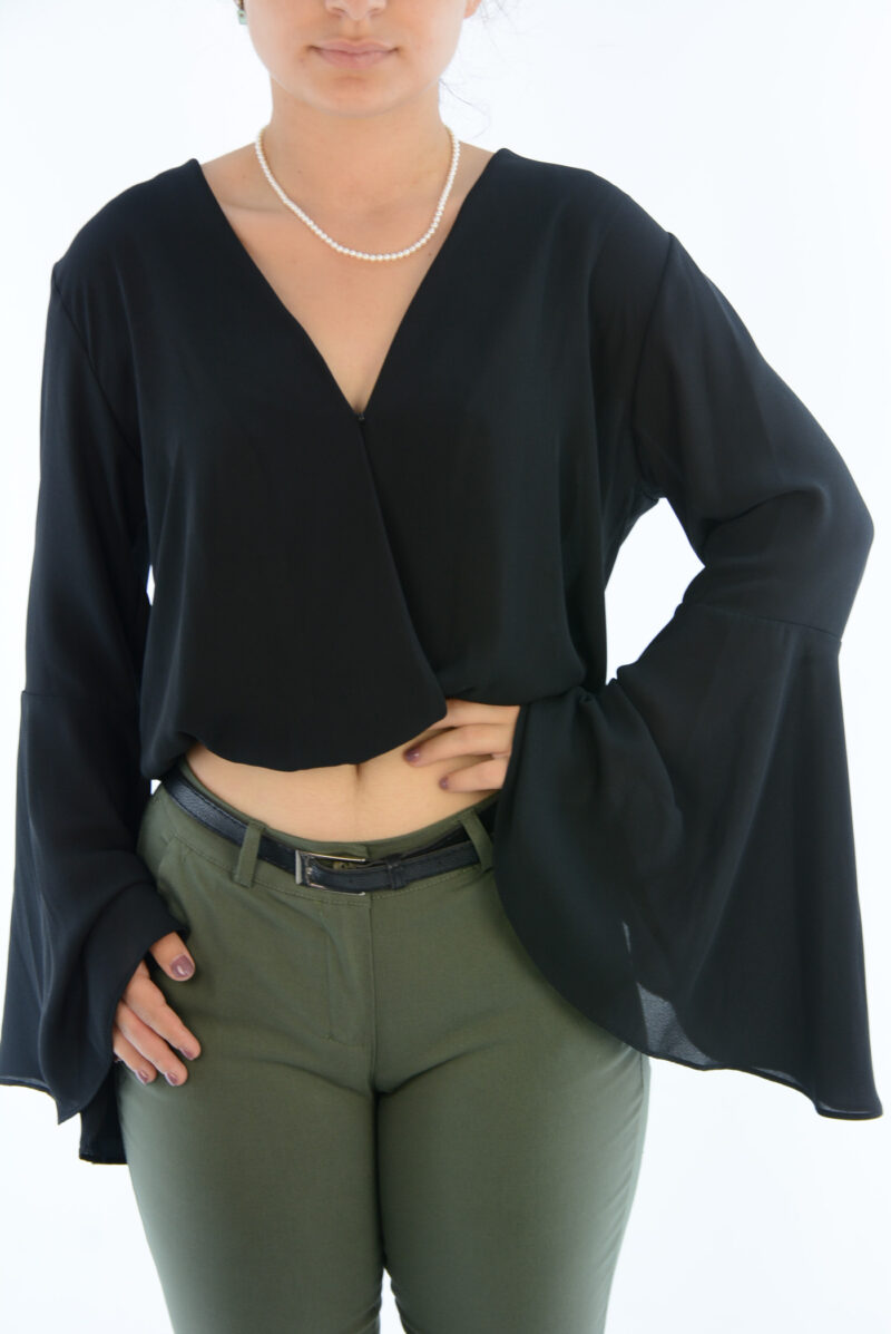 Short draped blouse code 17699 front view