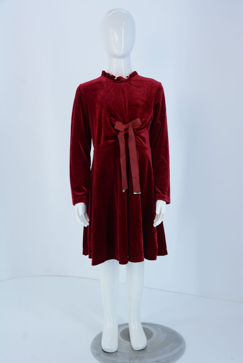 Velvet dress burgundy code 09238 front
