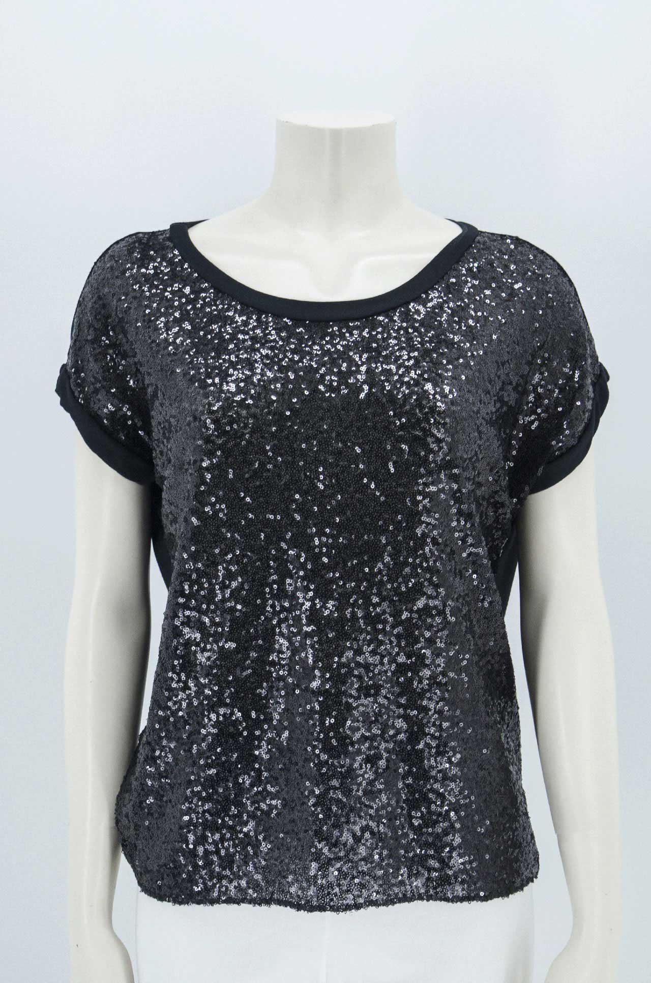 Blouse with transparency and sequin, straight line code 21107