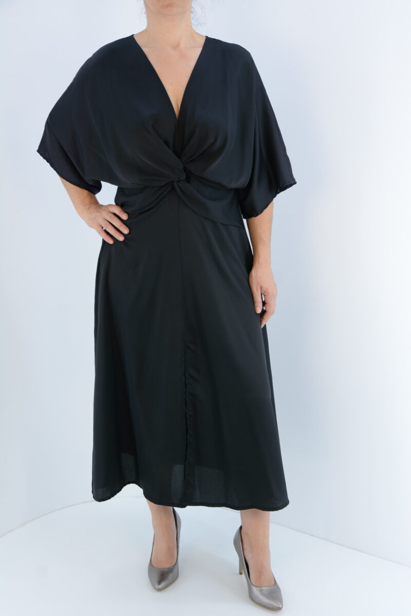 Φόρεμα σατέν μονόχρωμο κωδ. 2336 μπροστινή όψη