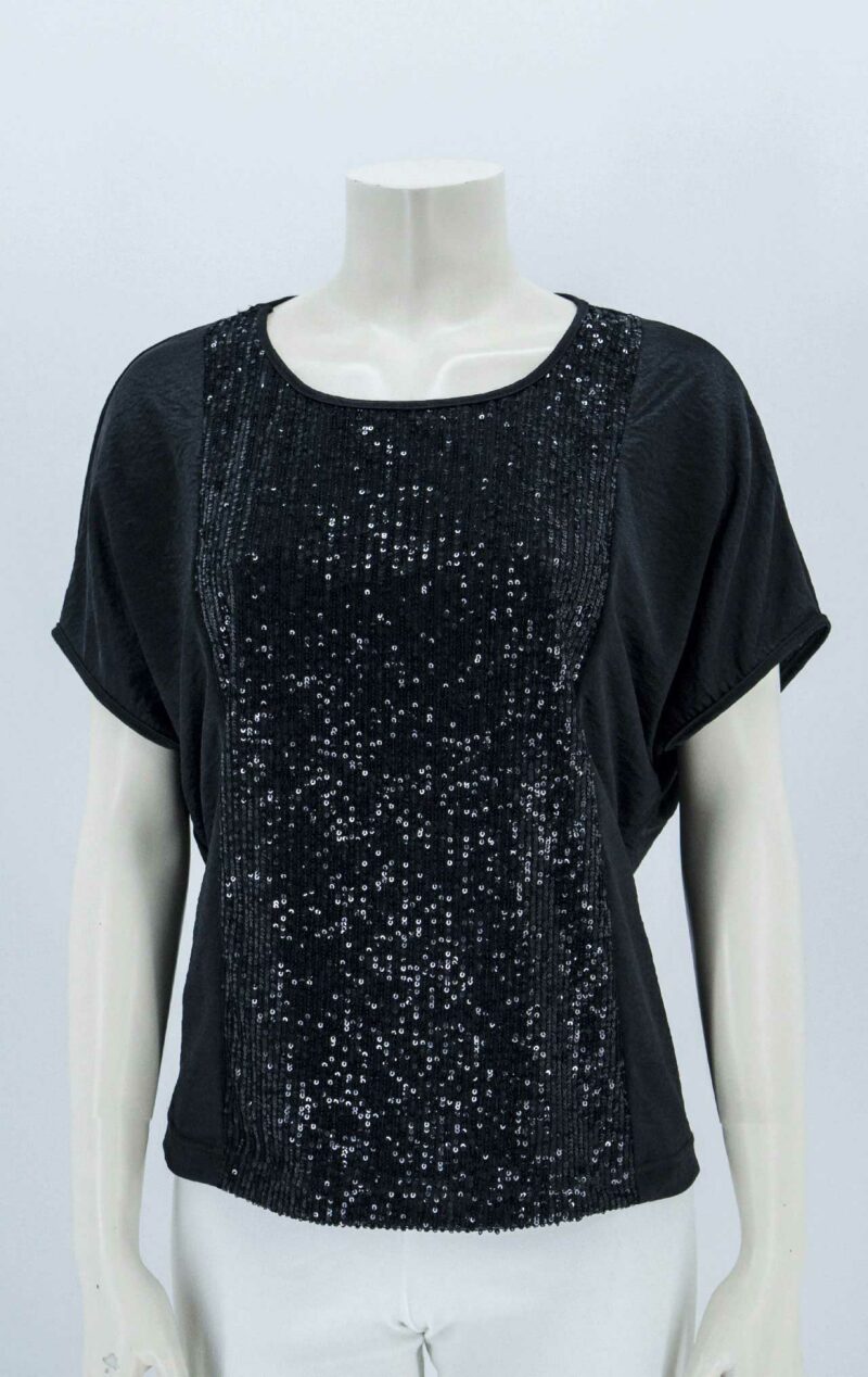 Metallic blouse with short sleeve and sequin jacket code 2138 black