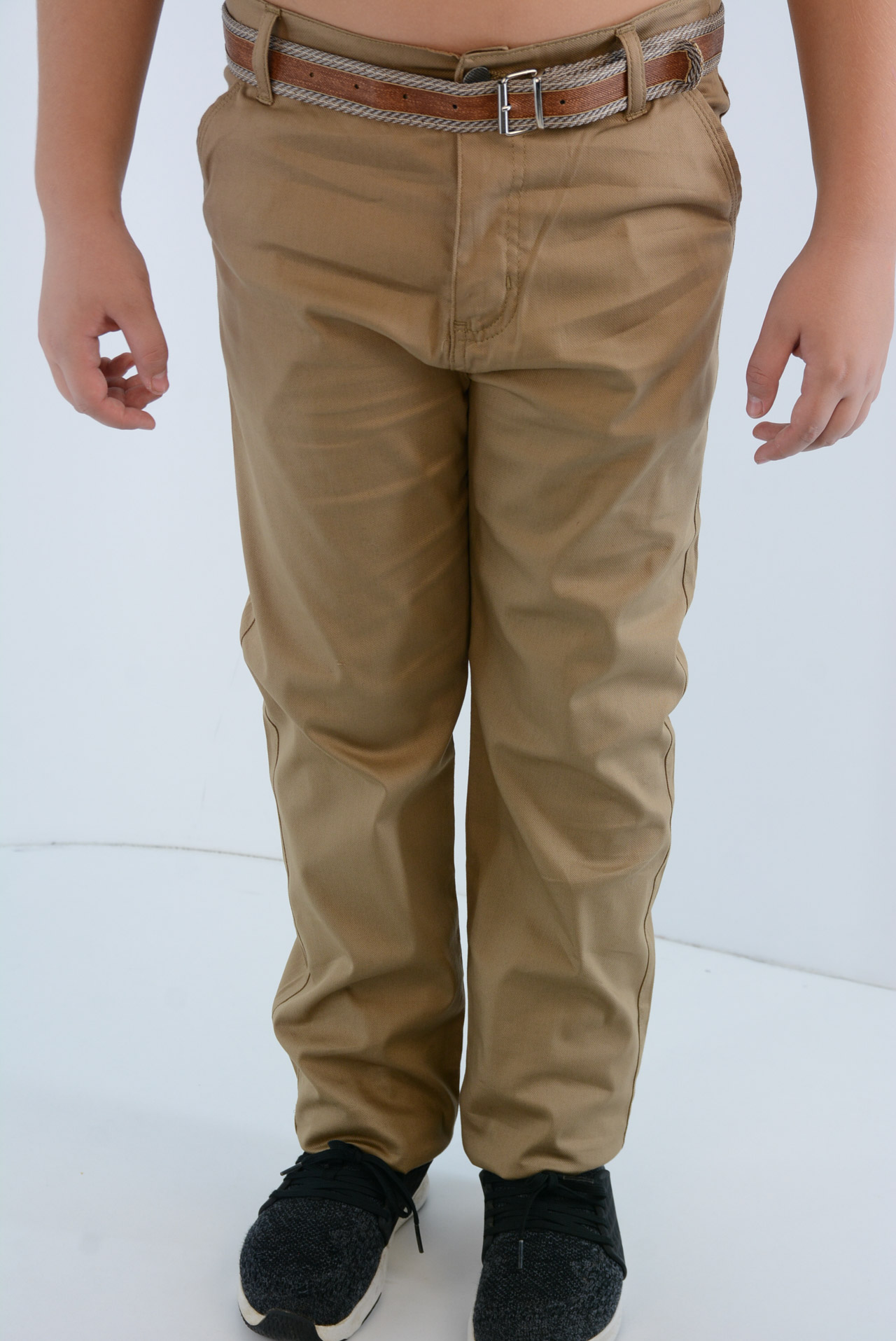 Fabric trousers with belt code 6030 front view
