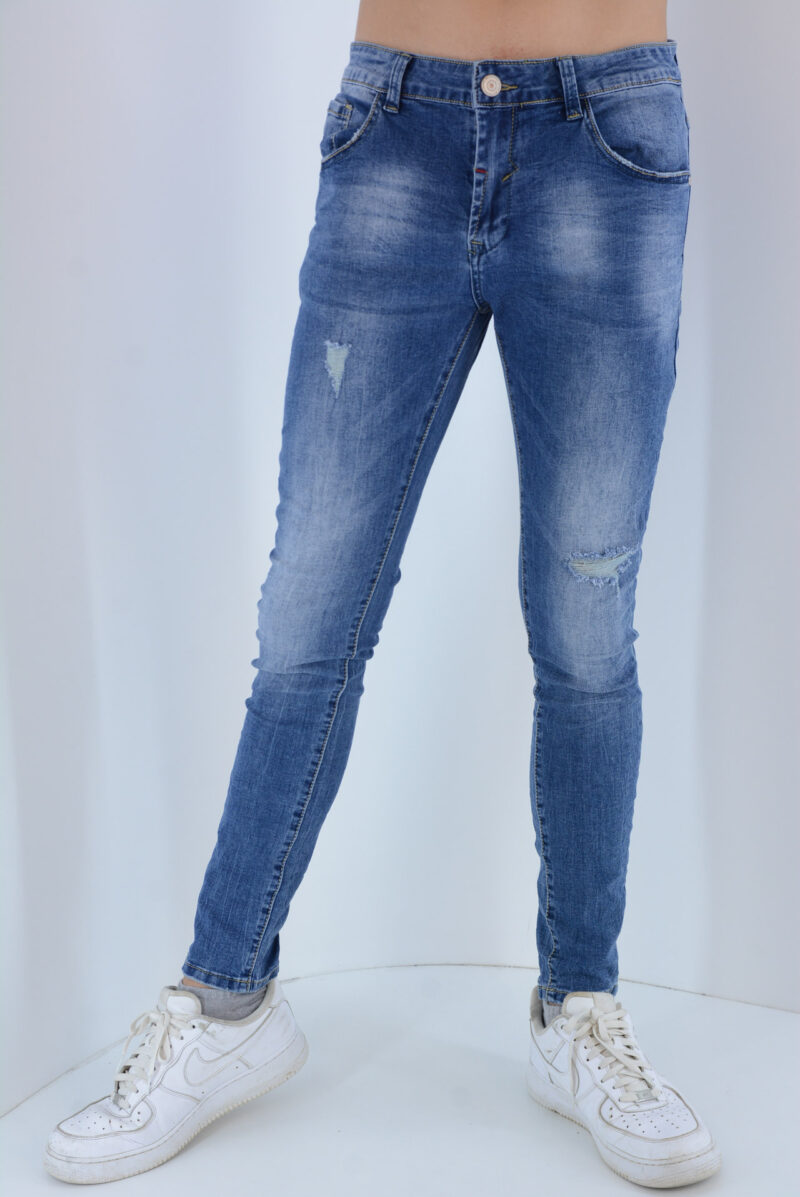 Denim jeans male with tears code NC5615 front view