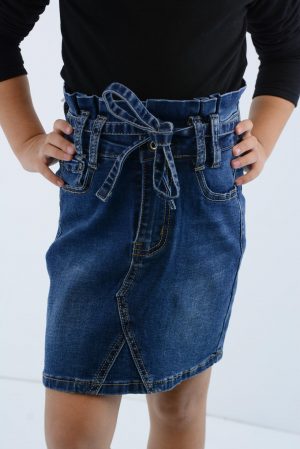 Denim skirt with belt code P6390-A