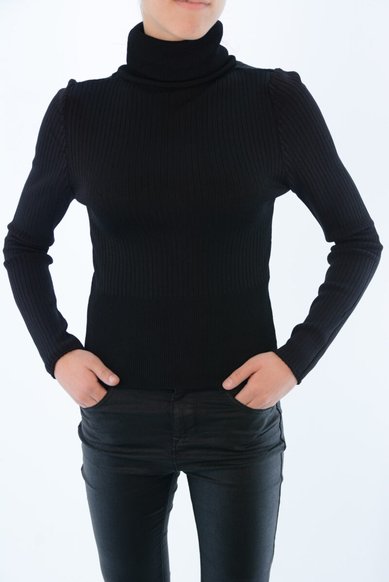 Μπλούζα ζιβάγκο ριπ κωδ. 1504 μπροστινή όψη μαύρο