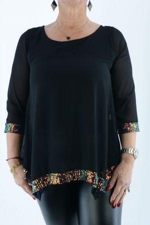 Asymmetrical blouse with sequins code 24680
