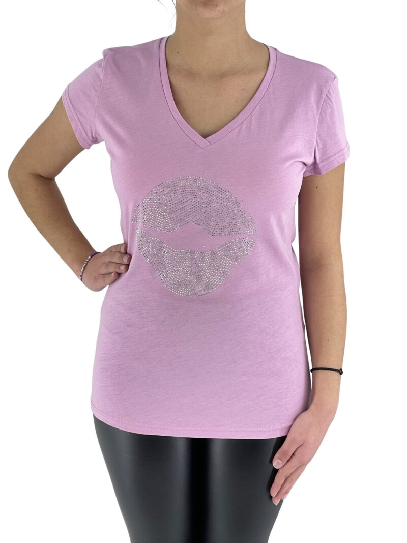Μπλούζα t-shirt γυναικεία κωδ. 80501 μπροστινή όψη λιλά