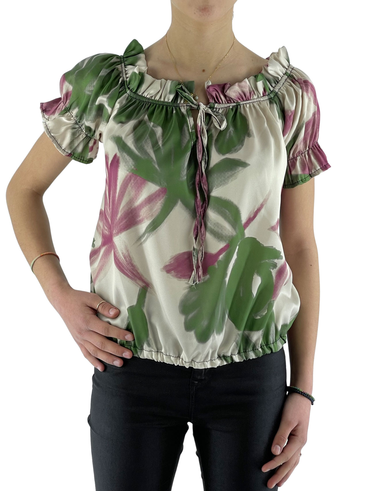 Printed satin blouse code G2159