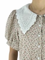 Πουκάμισο εμπριμέ δαντέλα γιακά κωδ. J2843 γιακάς δαντέλα μπεζ