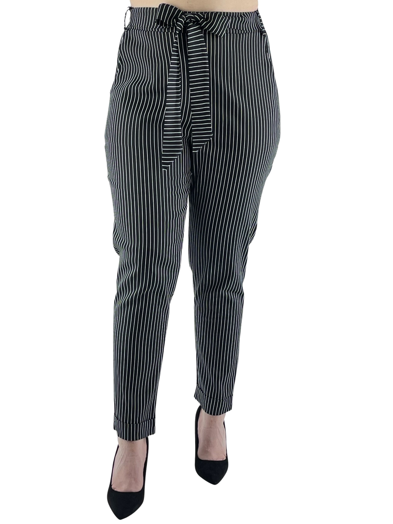 Striped pants with belt female code 022111001