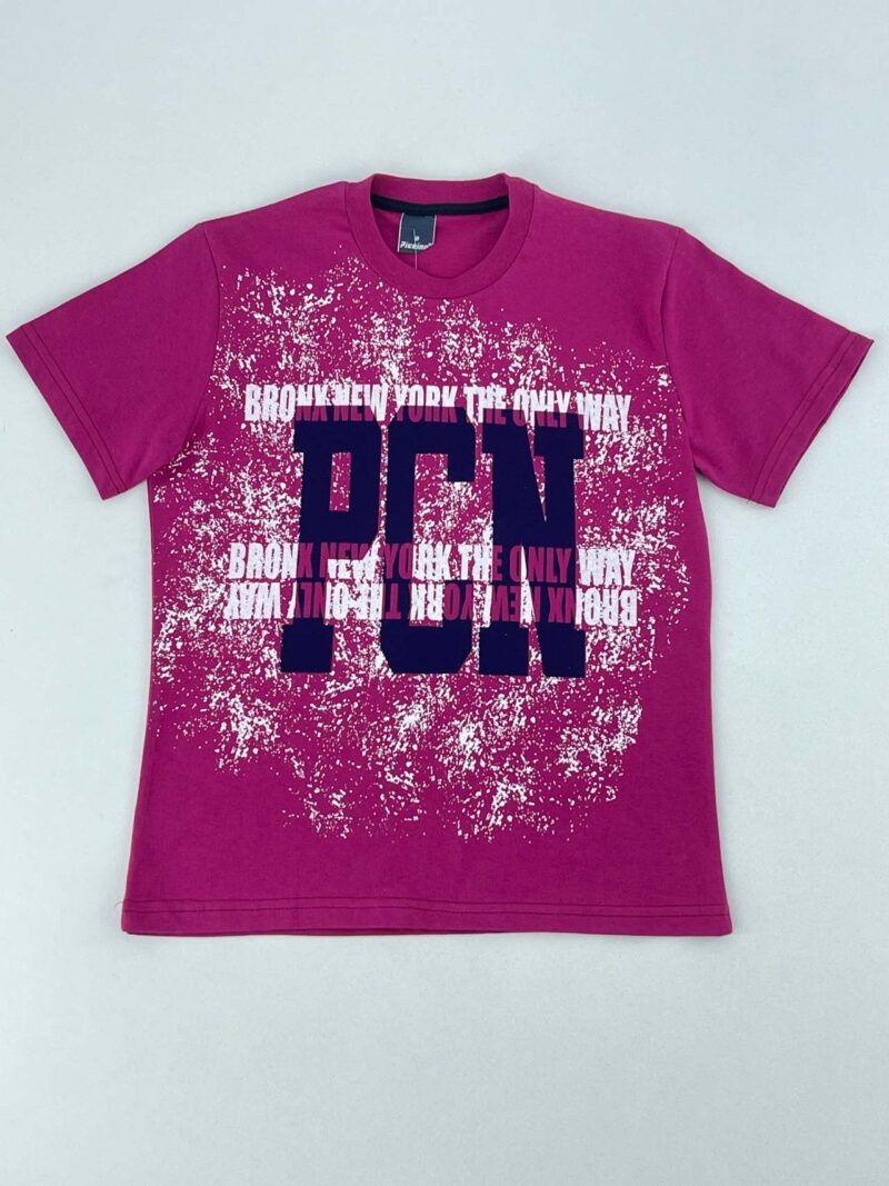 Boy's blouse with print code 117010 front fuchsia