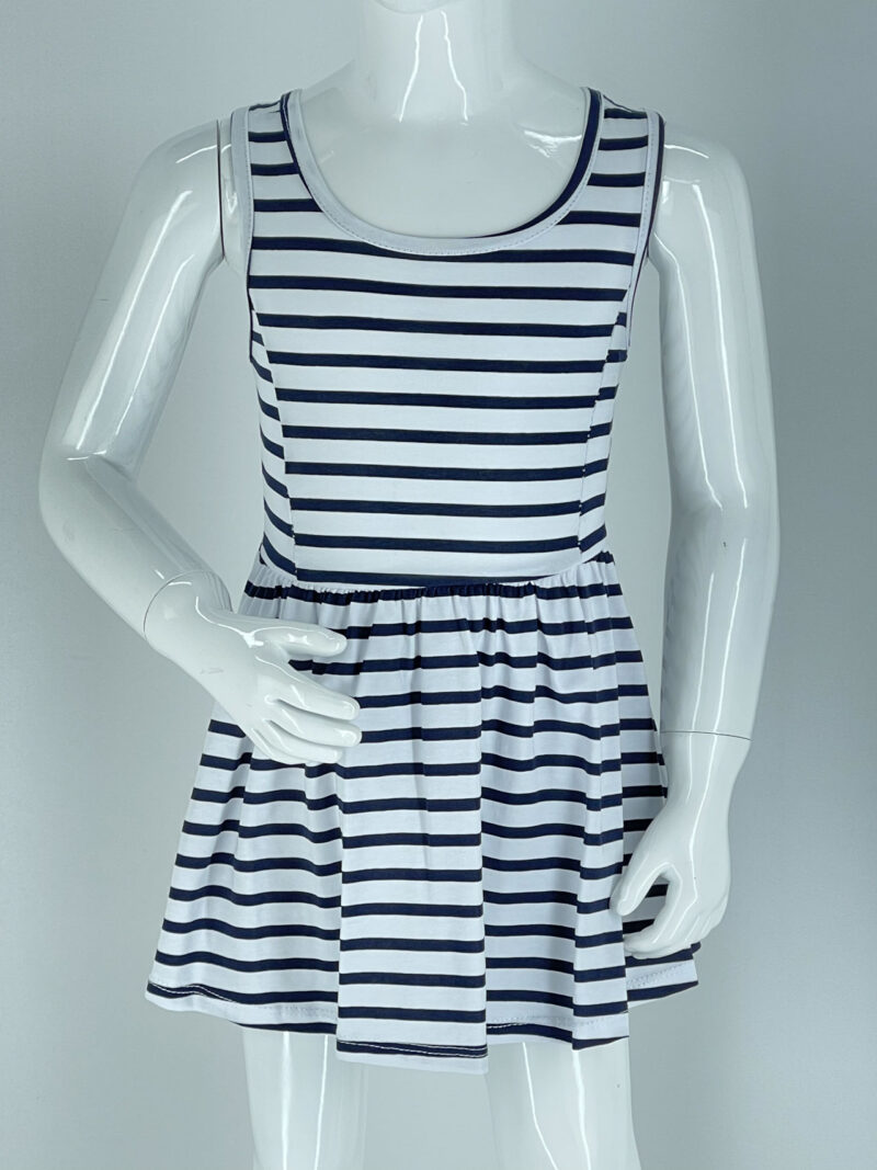 Girl striped dress with bow code 1576 front side