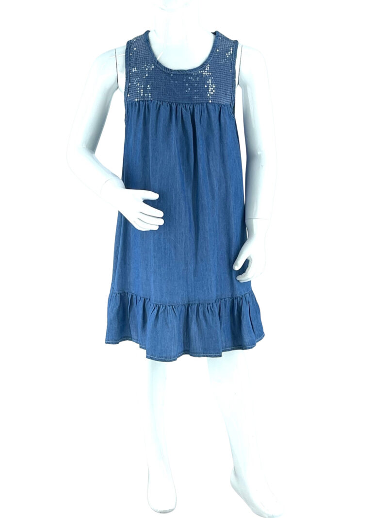 Φόρεμα κορίτσι αμάνικο με ζωνάκι κωδ. SE182515 μπροστινή όψη μπλε