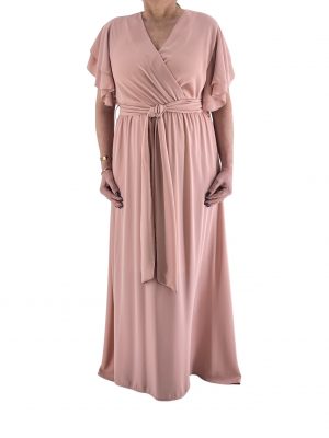Φόρεμα μονόχρωμο με βολάν μανίκι κωδ. 2285B