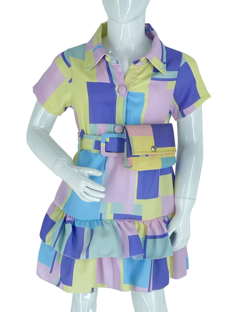 Φόρεμα κορίτσι με βολάν και ζώνη τσαντάκι κωδ. 81710 μπροστινή όψη