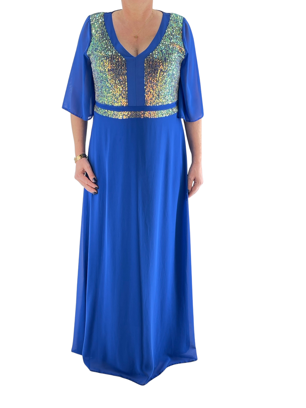 Maxi dress with transparent sleeve code 9206