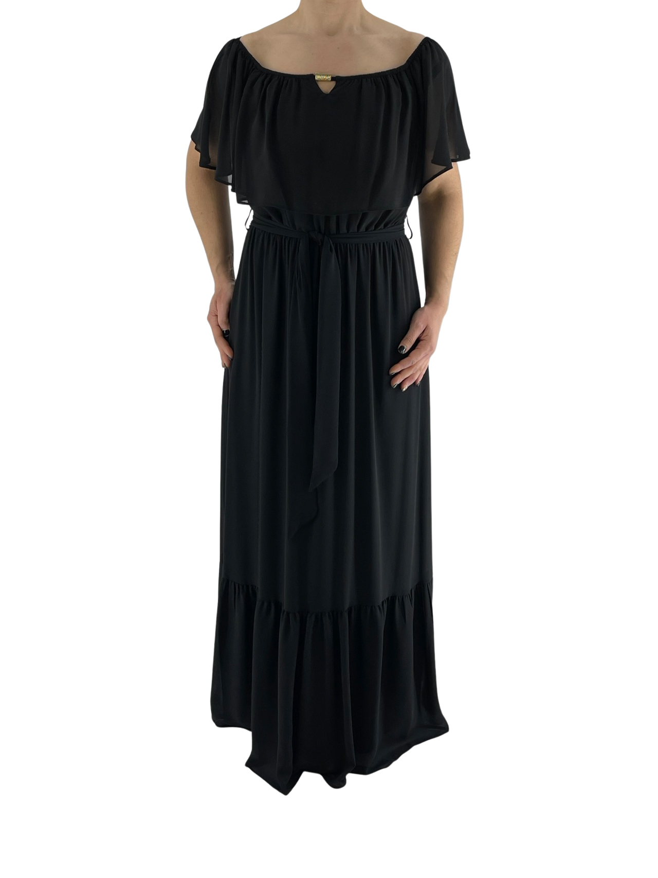 Φόρεμα maxi μαύρο κωδ. 9379 μπροστινή όψη