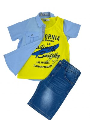 Boy's polo shirt-shorts set fabric code 1751