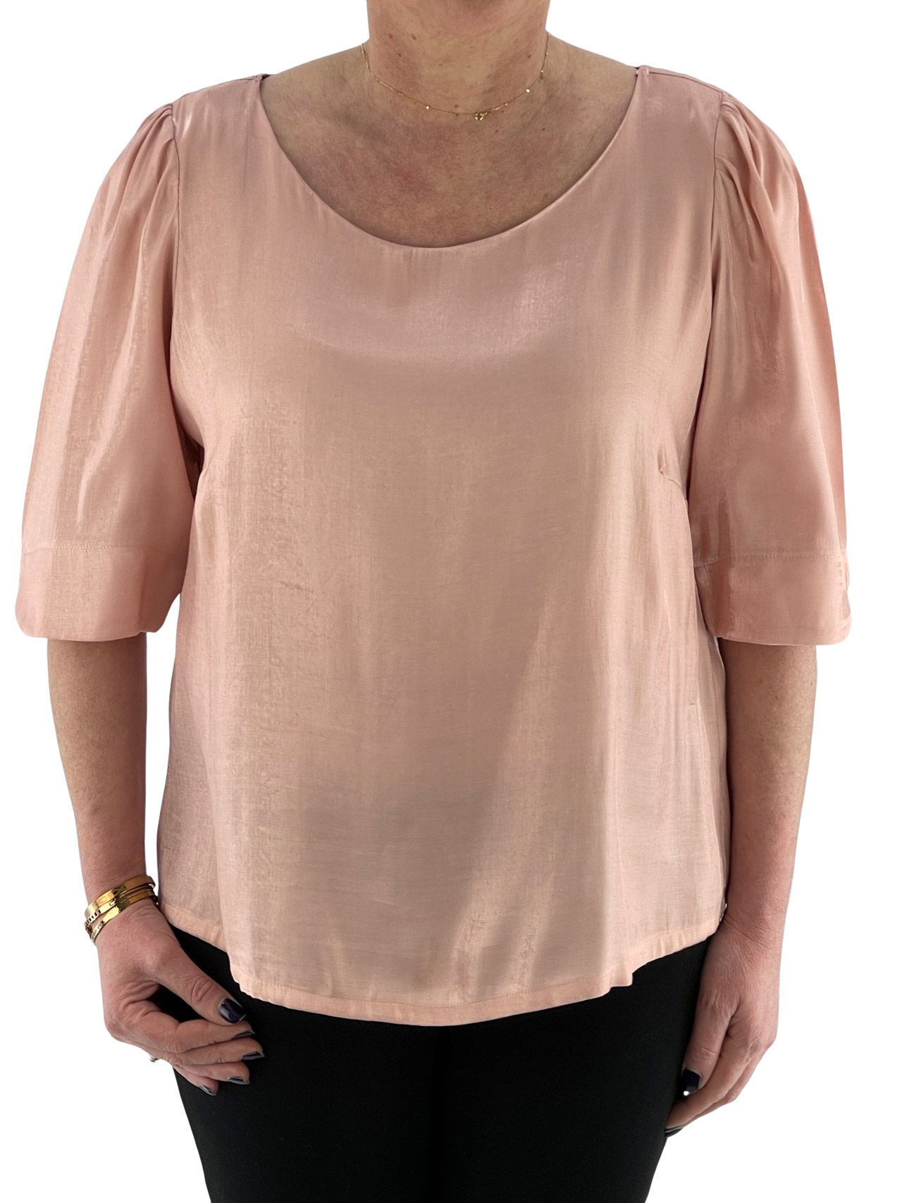 Μπλούζα γυναικεία μονόχρωμη με πιετάκια στους ώμους κωδ. MB33510