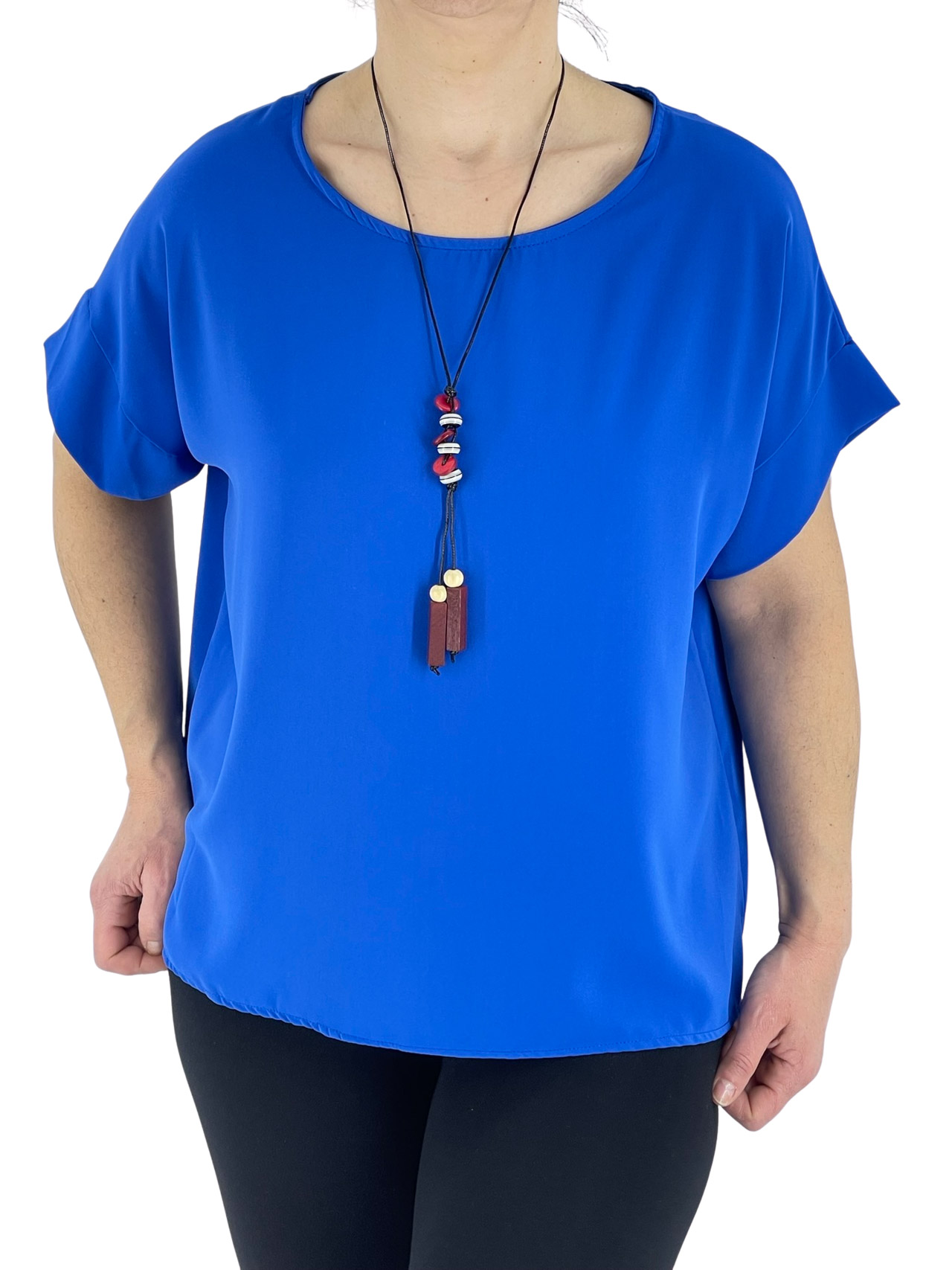 Women's monochrome blouse with necklace code 21066