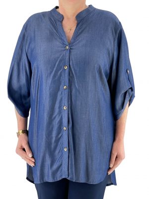Women's denim shirt with mao collar code 415517
