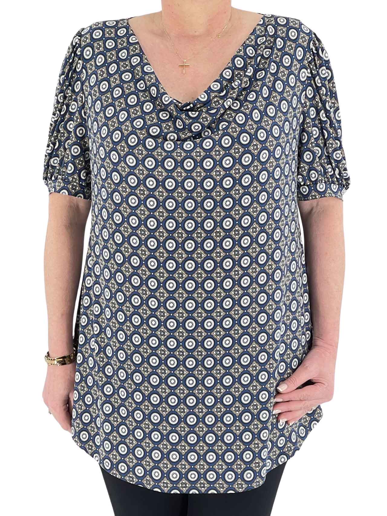 Women's printed blouse with drapes code 41561