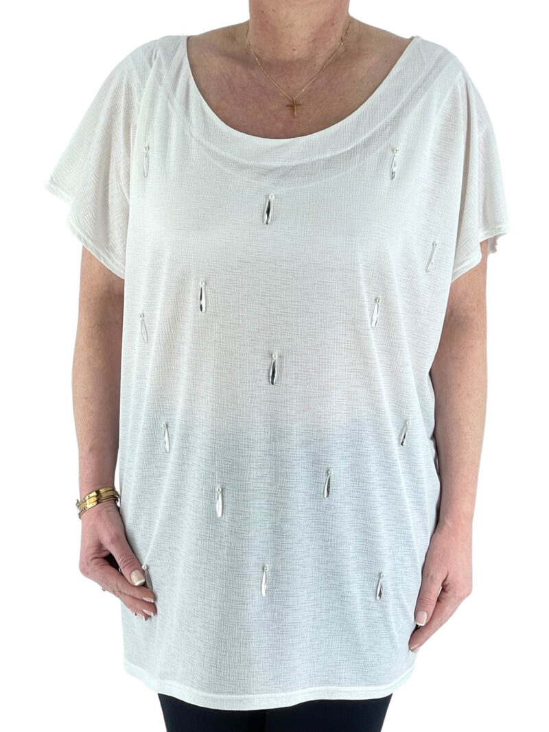 Μπλούζα γυναικεία με πέρλες και κρυστάλους κωδ. 8521 μπροστινή όψη