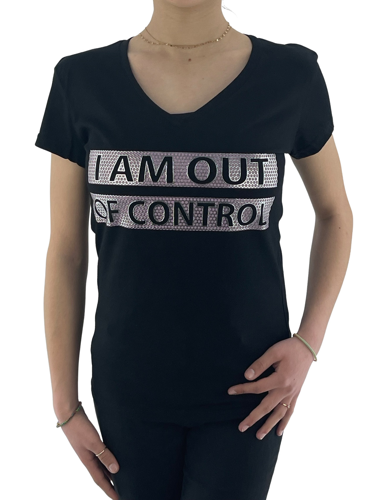 T-shirt V γυναικείο με τύπωμα κωδ. 2940101 μπροστινή όψη