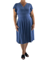 Φόρεμα μονόχρωμο κρουαζέ κωδ. 99320 πλαϊνή όψη-ίντιγκο