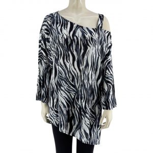 Printed satin blouse with ruffle code 2704