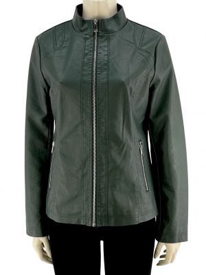Leatherette jacket with mao collar code A2807