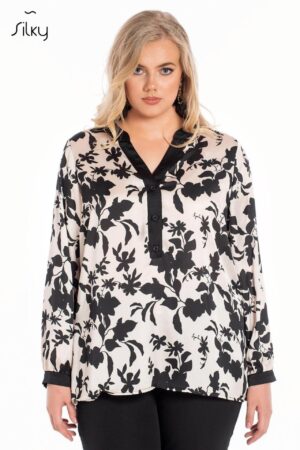 Satin blouse in black and white code 9858