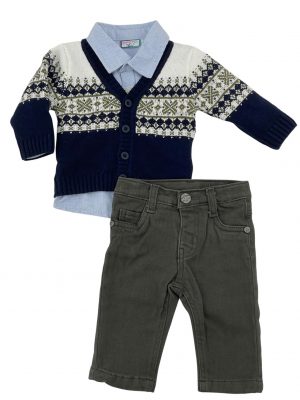 Baby boy's trilette set with cardigan code NBO525