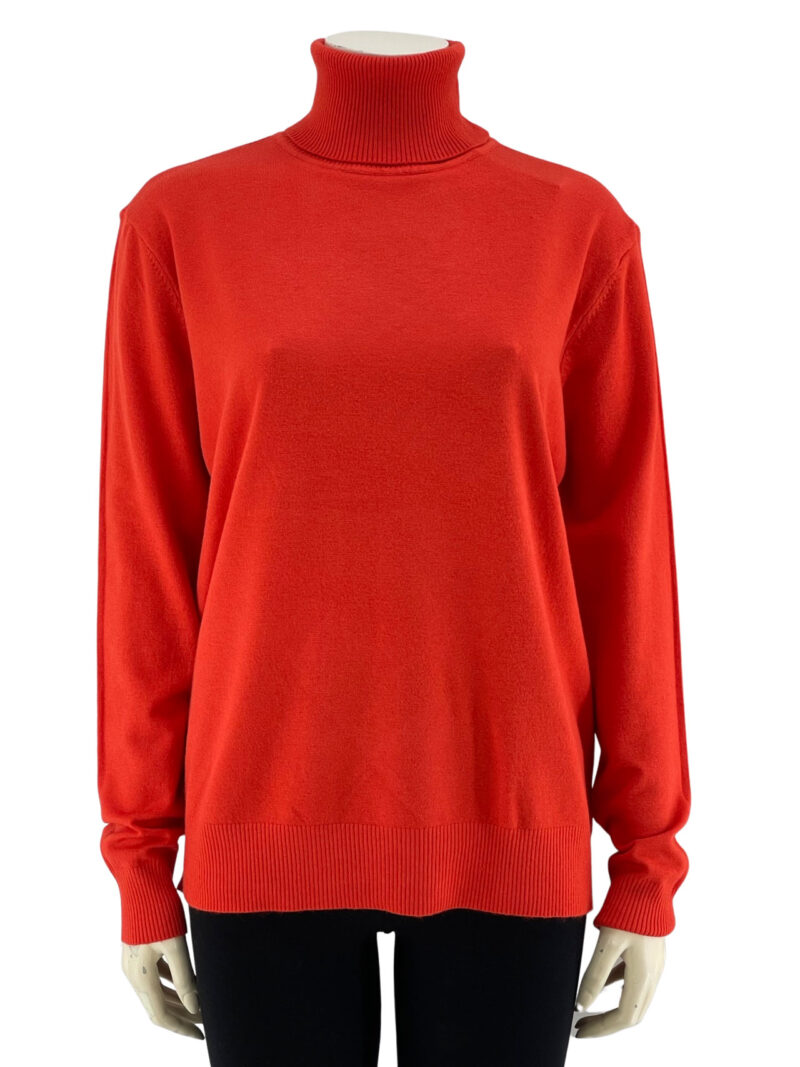 Μπλούζα γυναικεία πλεκτή ζιβάγκο κωδ. Y2210 μπροστινή όψη- πορτοκαλί