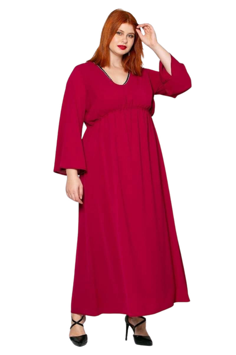 Monochrome V-neck dress code 4671633 front view - burgundy