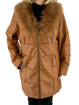 Long leatherette jacket with fur code A2020