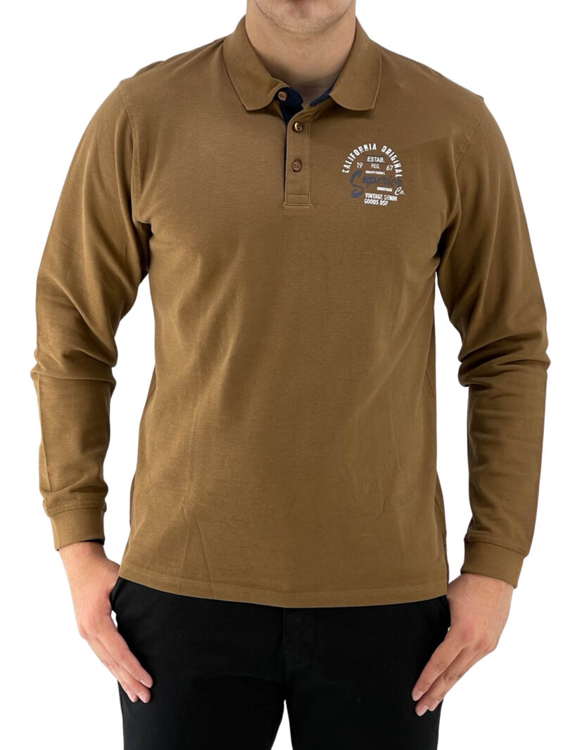 Μπλούζα ανδρική με γιακά κωδ. DJ222801 μπροστινή όψη- ταμπά