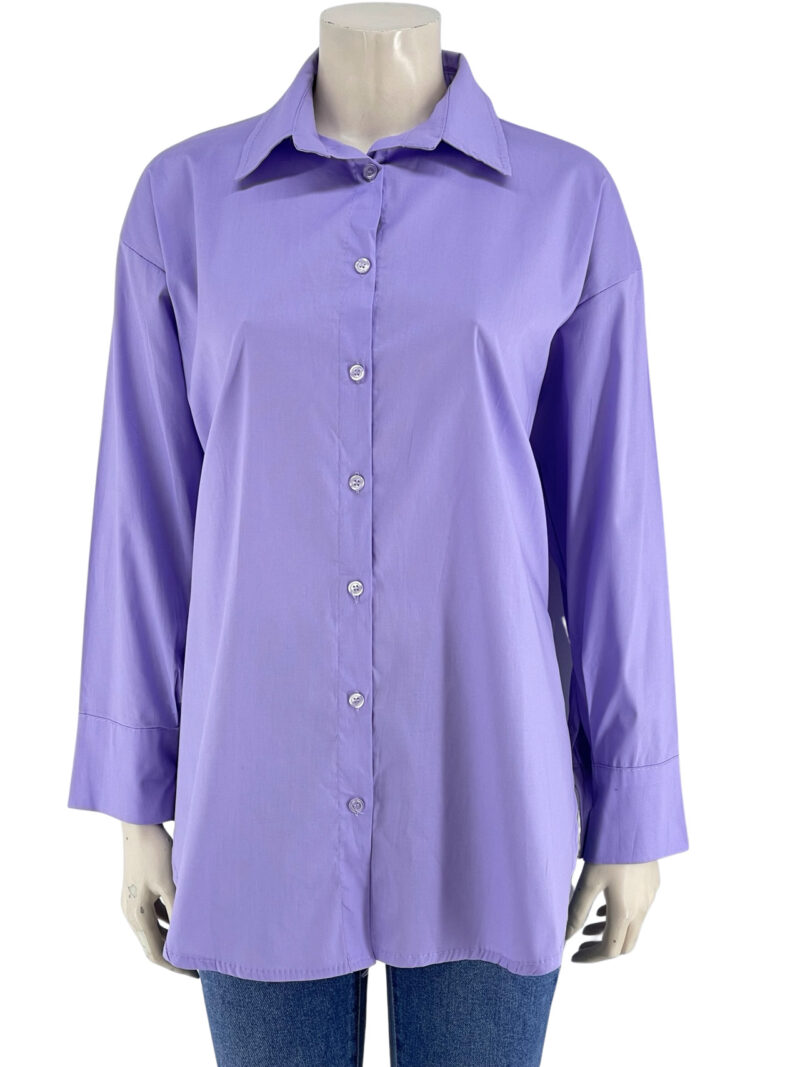 Πουκάμισο γυναικείο μονόχρωμο κωδ. 212290 μπροστινή όψη- λιλά