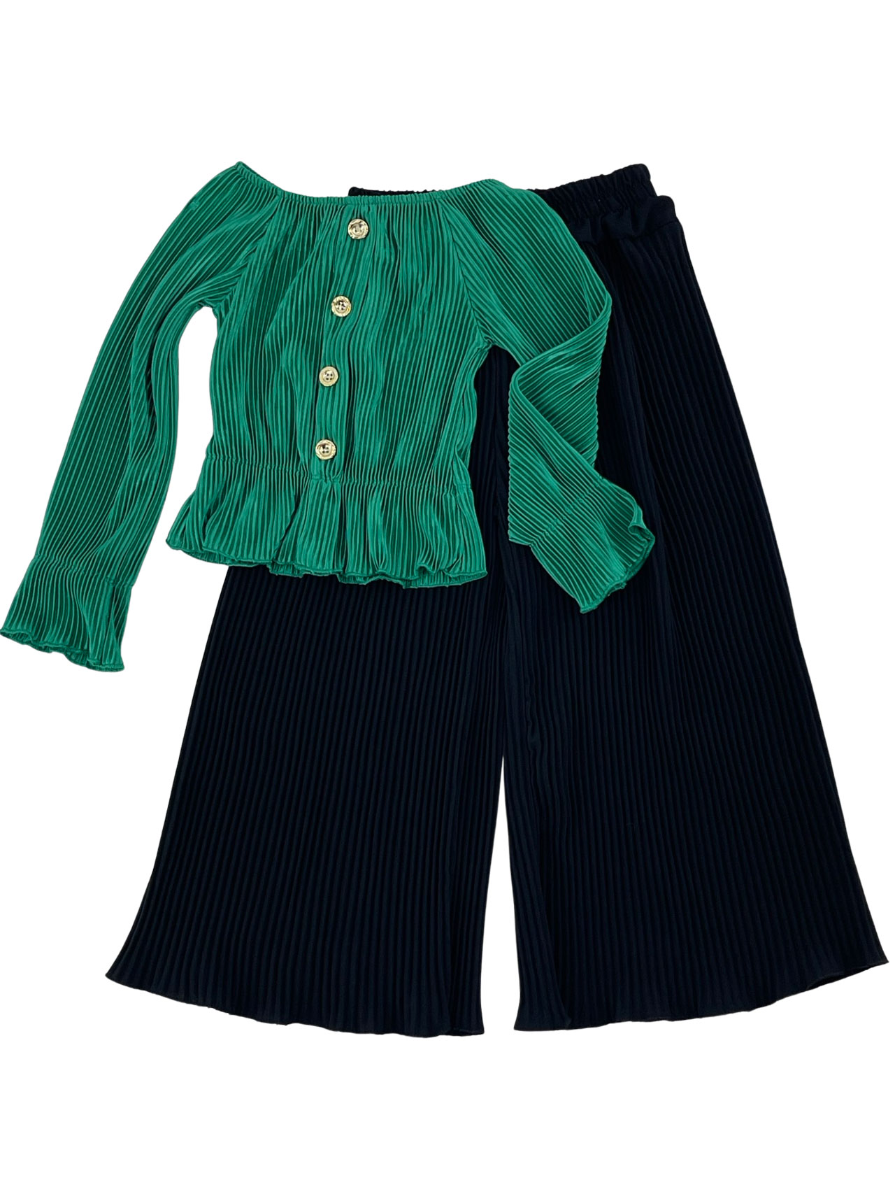 Girl's blouse-pantlet pleated set code 23985564 top-bottom