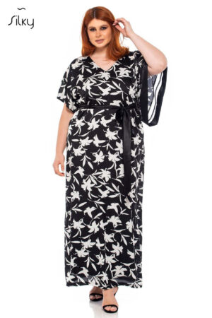 Φόρεμα σατέν maxi με νυχτερίδα μανίκι κωδ. 9941