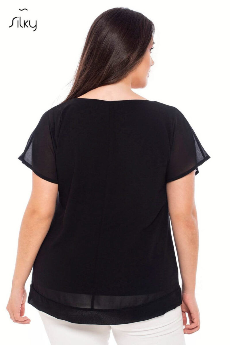 Μπλούζα γυναικεία μονόχρωμη με τύπωμα παγιέτες κωδ. S9910 πίσω όψη- μαύρο