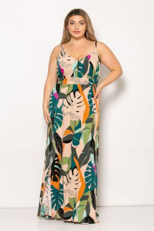 Printed maxi dress with tie on the back code 457146