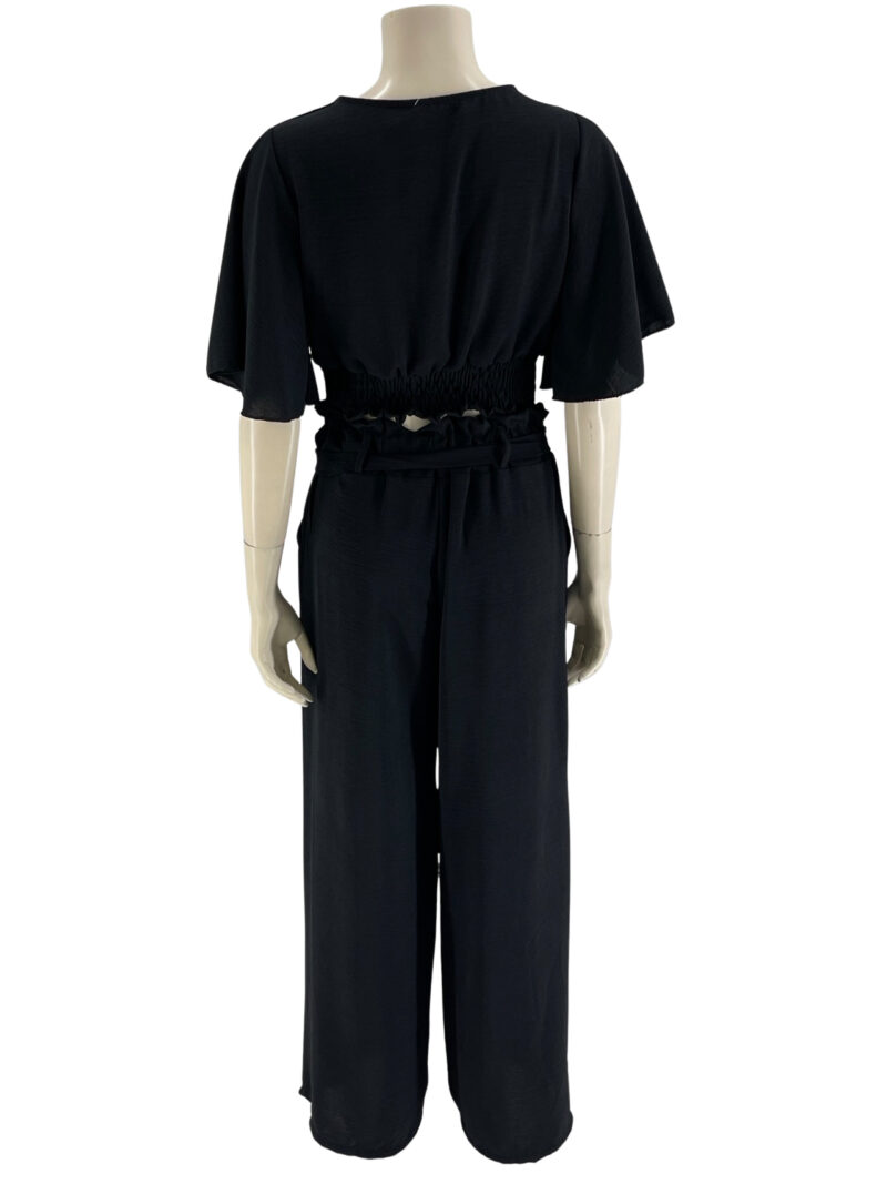 Σετ γυναικείο παντελόνα-μπλούζα μονόχρωμο κωδ. 17830 πίσω όψη- μαύρο