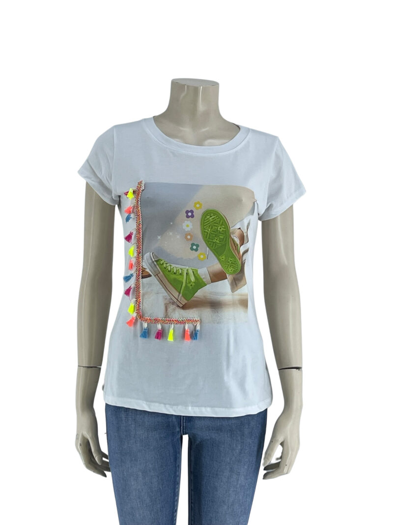 T-shirt with print and braid code 24153 front side - light green