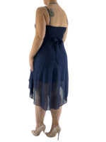 Φόρεμα αμπιγιέ κοντό με δαντέλα κωδ. 16375 πίσω όψη- μπλε