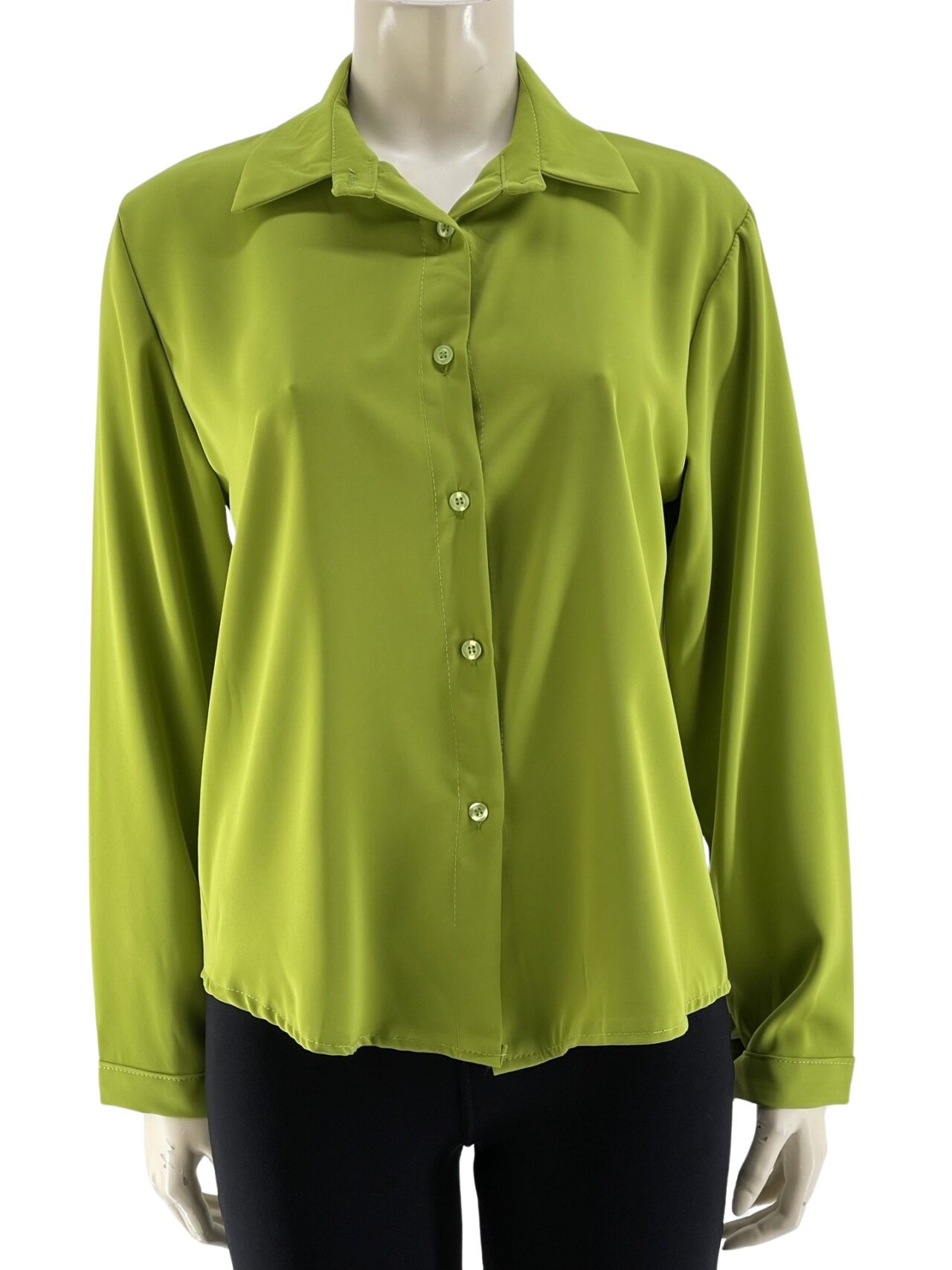 Πουκάμισο γυναικείο μονόχρωμο κωδ. 23080 μπροστινή όψη- λαχανί