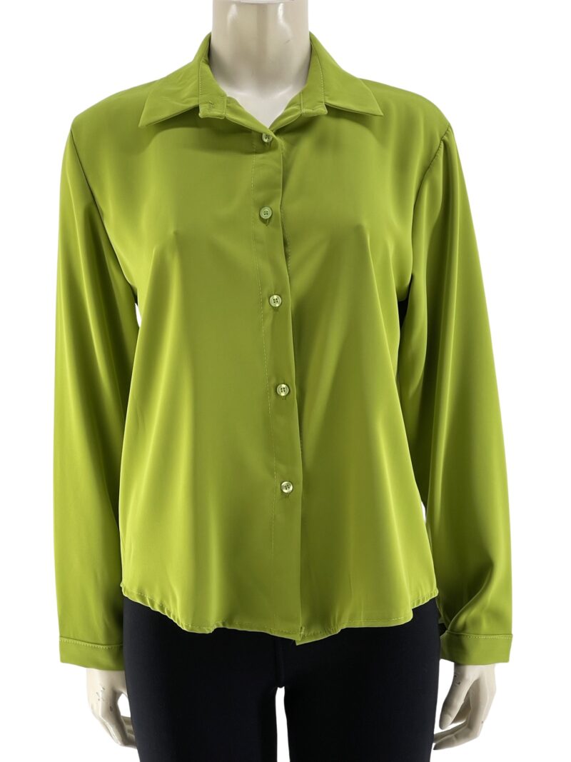 Πουκάμισο γυναικείο μονόχρωμο κωδ. 23080 μπροστινή όψη- λαχανί