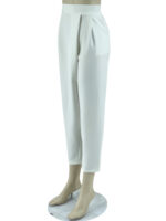 Παντελόνι υφασμάτινο με πιέτες και λάστιχο κωδ. 41940 πλαϊνή όψη- λευκό