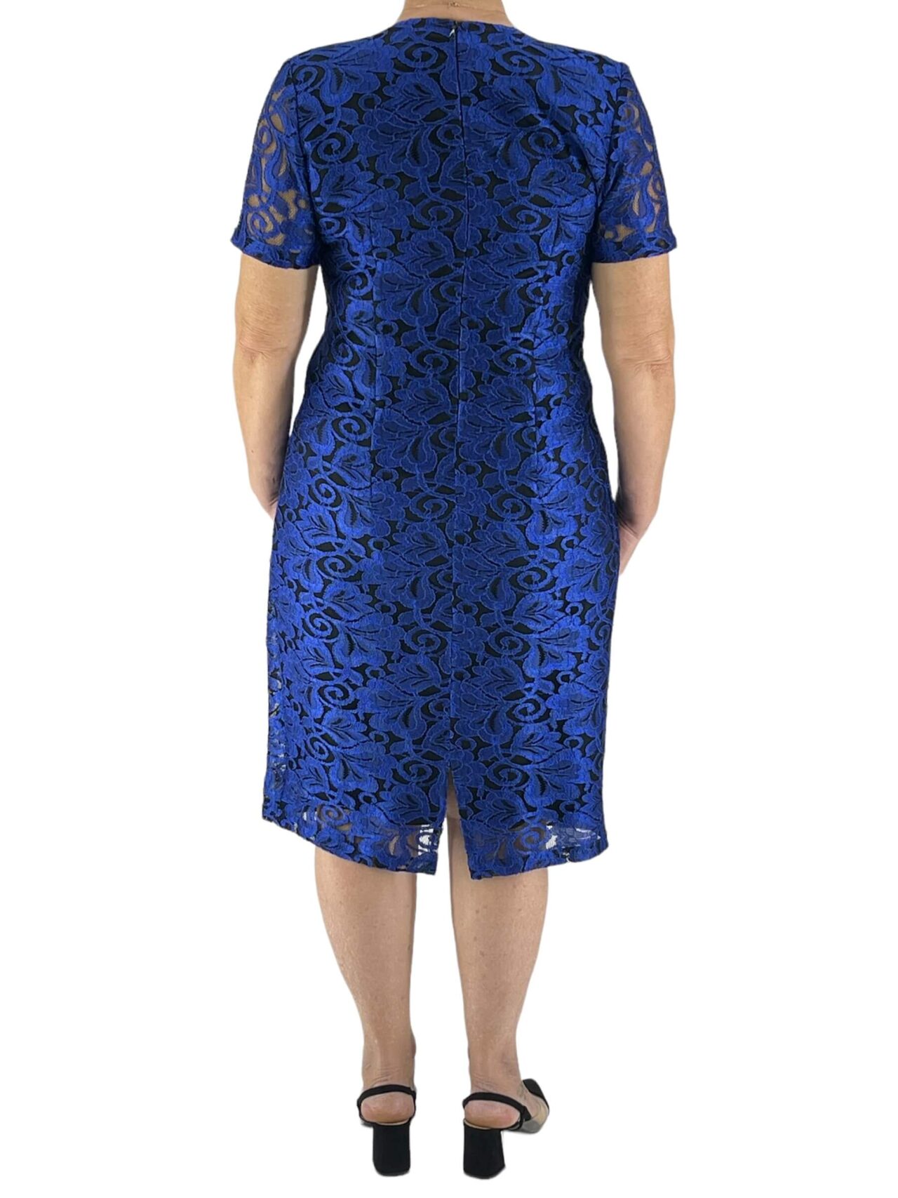 Φόρεμα δαντέλα με κοντό μανίκι-ρουά