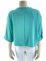 Μπλούζα μονόχρωμη V με δέσιμο μπροστά-aqua